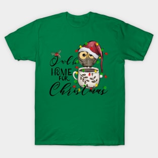 Owl Be Home For Christmas, Cute Xmas Bird Owls Pun Humor Adorable T-Shirt